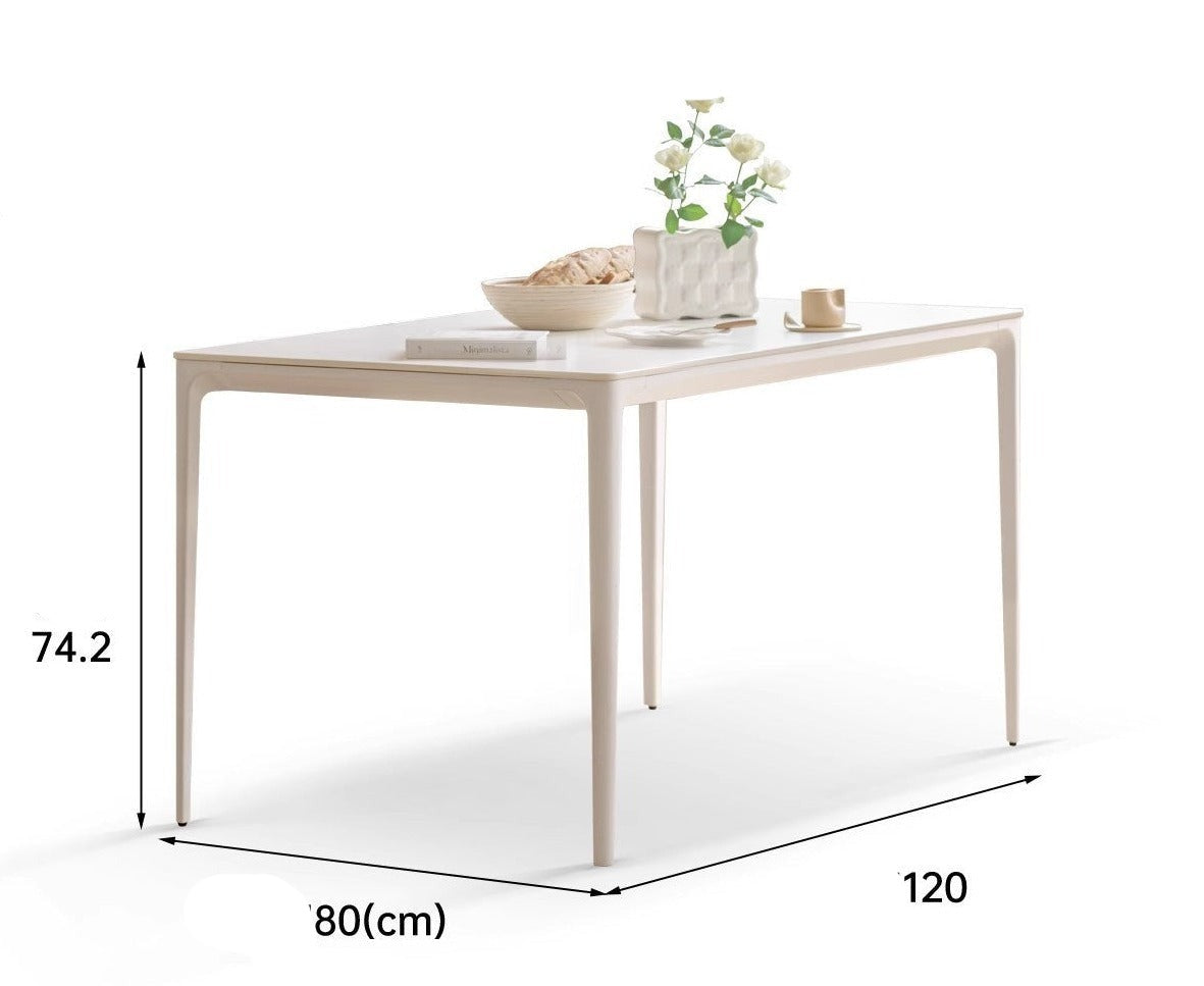 Iron-cream rock slab dining table"