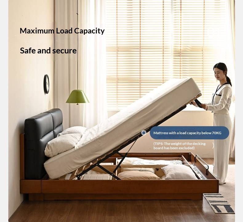 Poplar Solid Wood Box Bed — Upholstered Floating Bed with Bauhaus Style