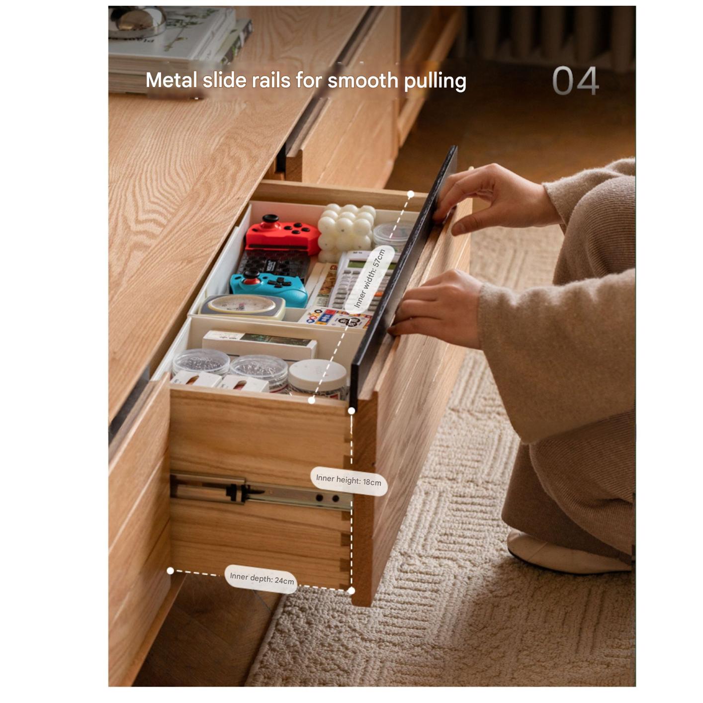 Oak Solid Wood Modern TV Cabinet.