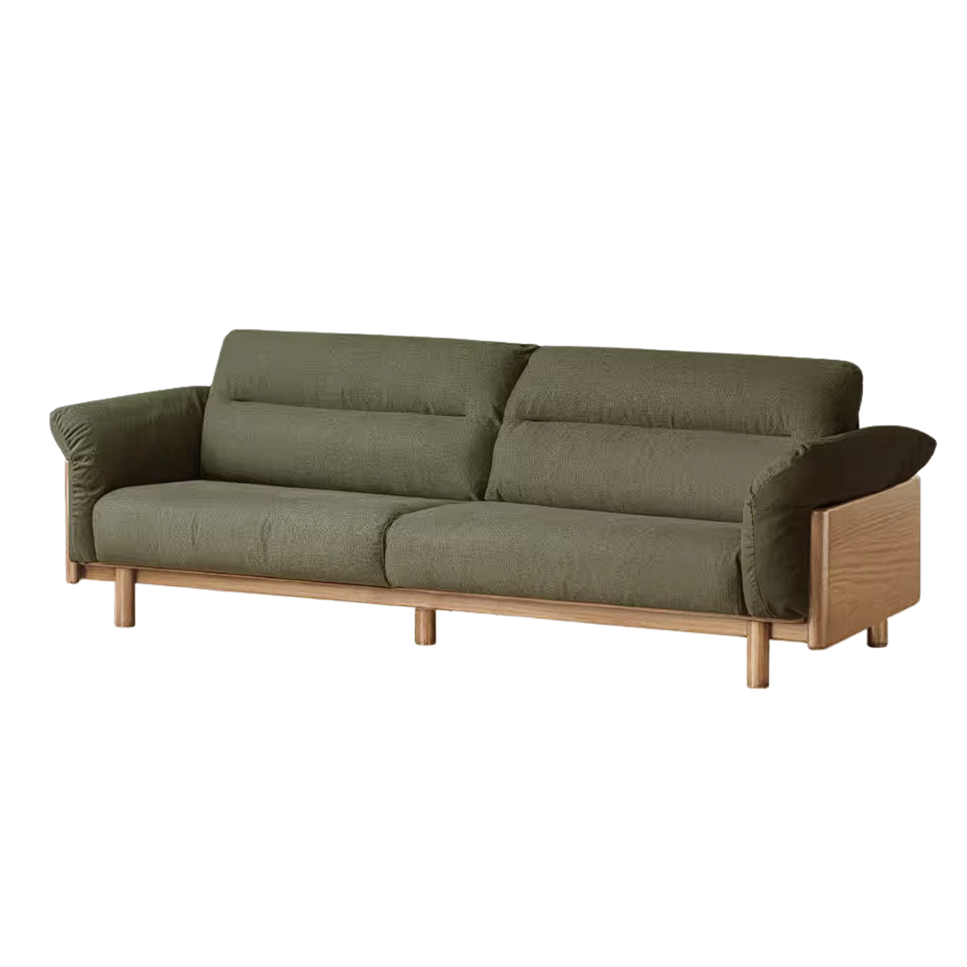 Oak Solid Wood Sofa with Wide Track Arms Genuine leather, fabric, removable and washable
