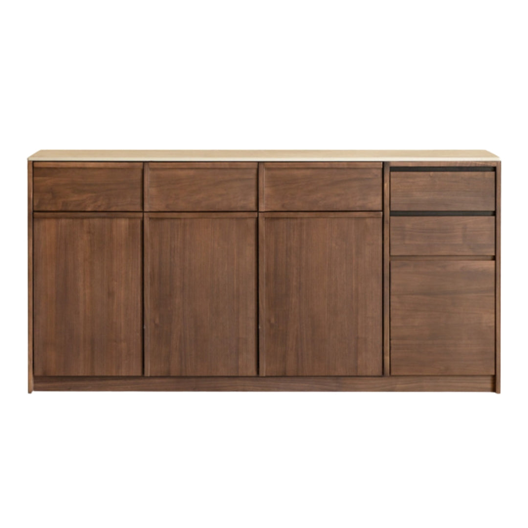 Black Walnut Solid Wood Dining Cabinet Antique Style Rock Board