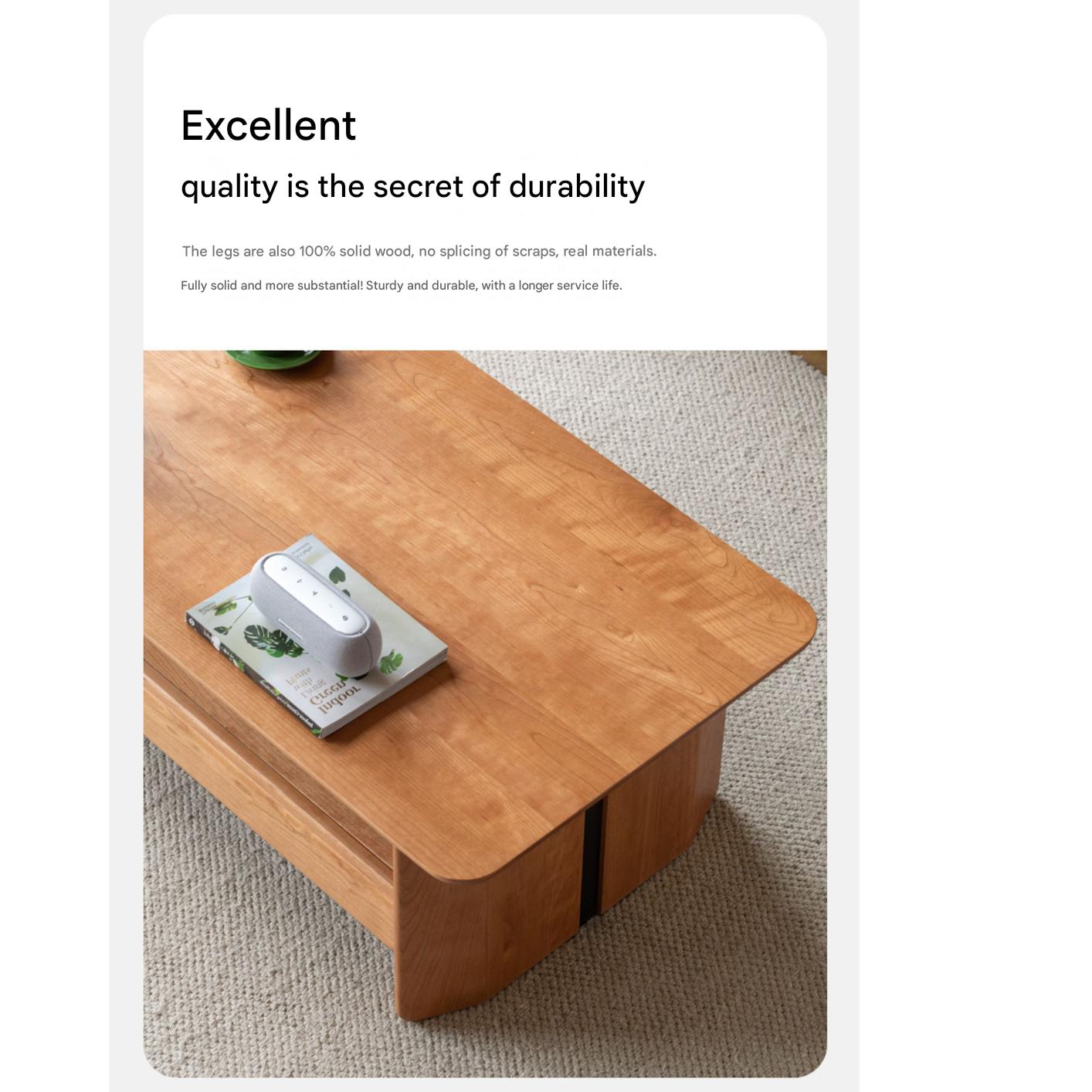 Cherry Solid Wood Modern Rock Plate Tea Table
