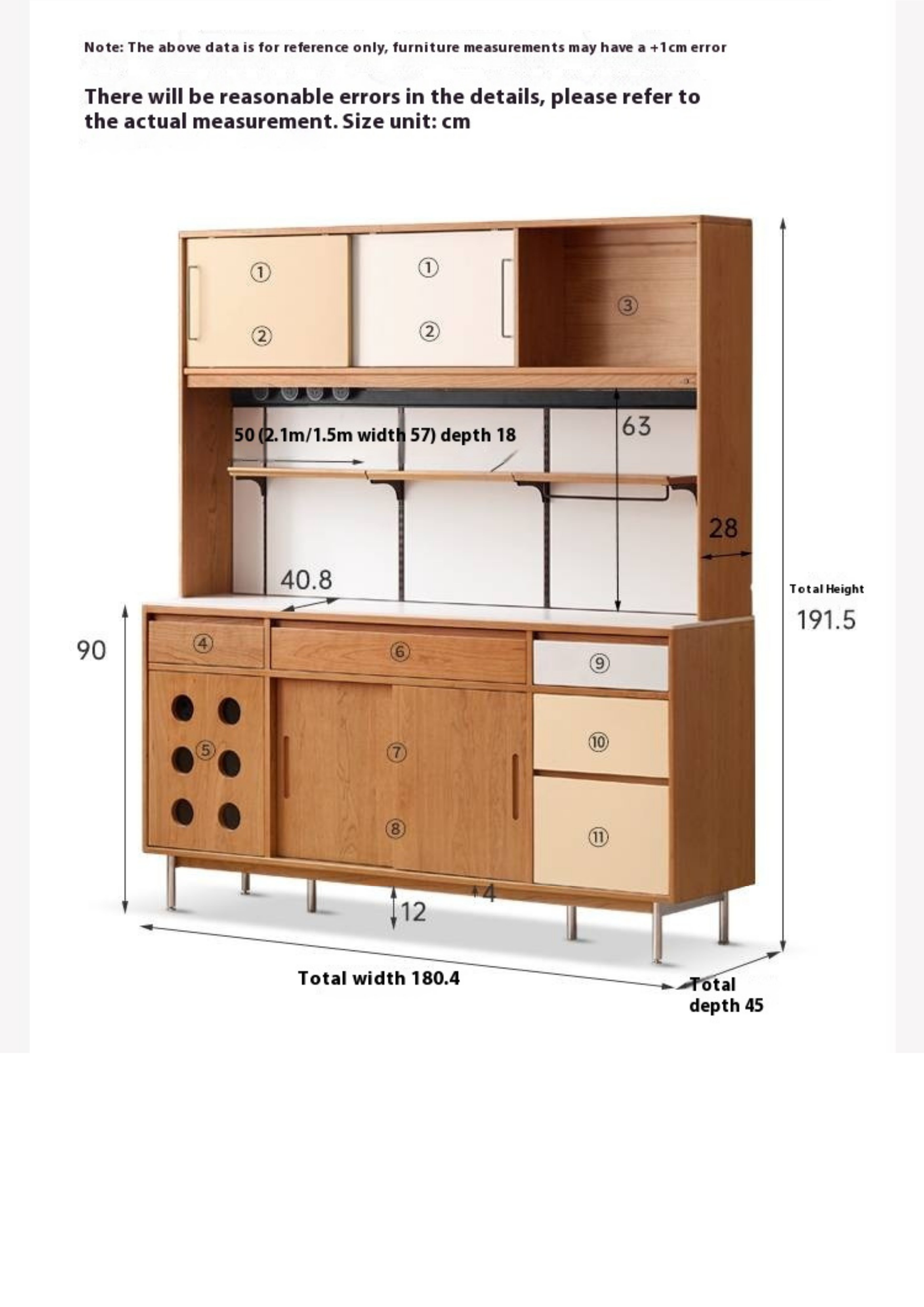 Cherry Solid Wood Medieval Style Retro Sideboard