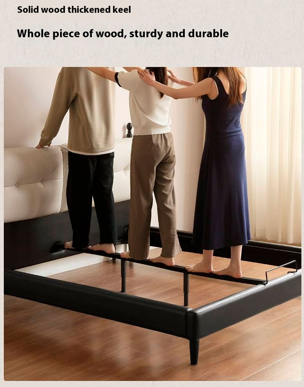 Genuine Leather Soft Bed French Retro Style