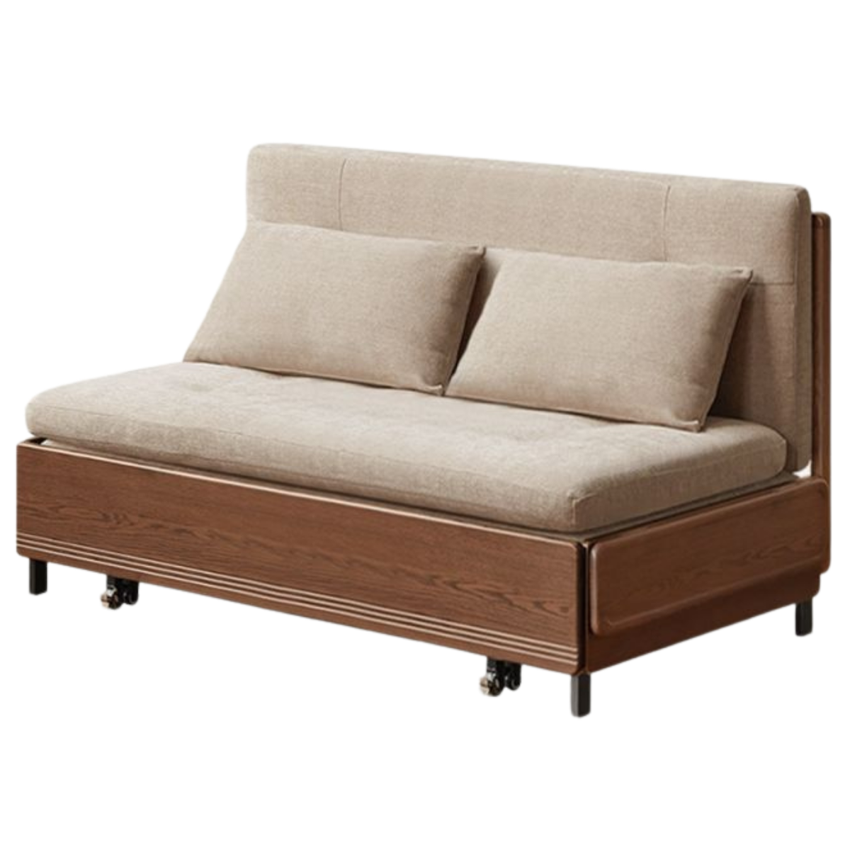 Black Walnut, Oak Solid Wood Sleeper Chair-sofa Bed with Attached Fold-Out Side Tray