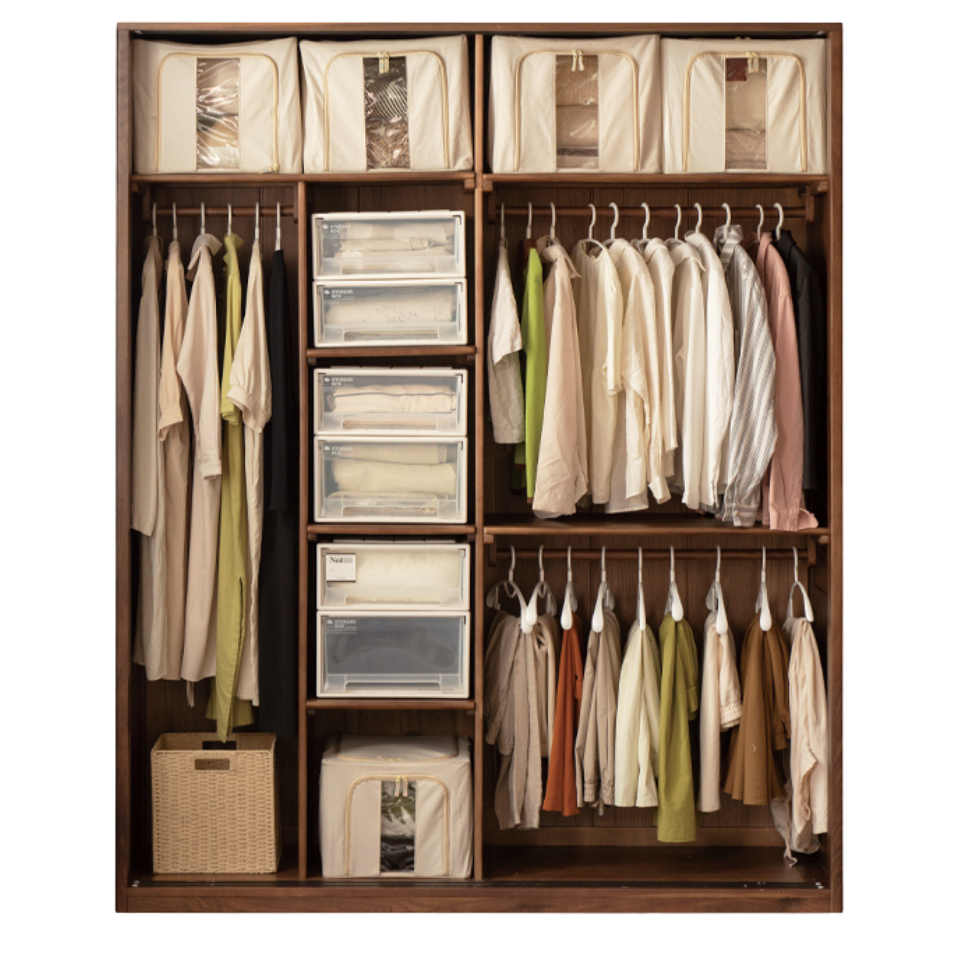 Black Walnut Solid Wood Sliding Door Wardrobe.