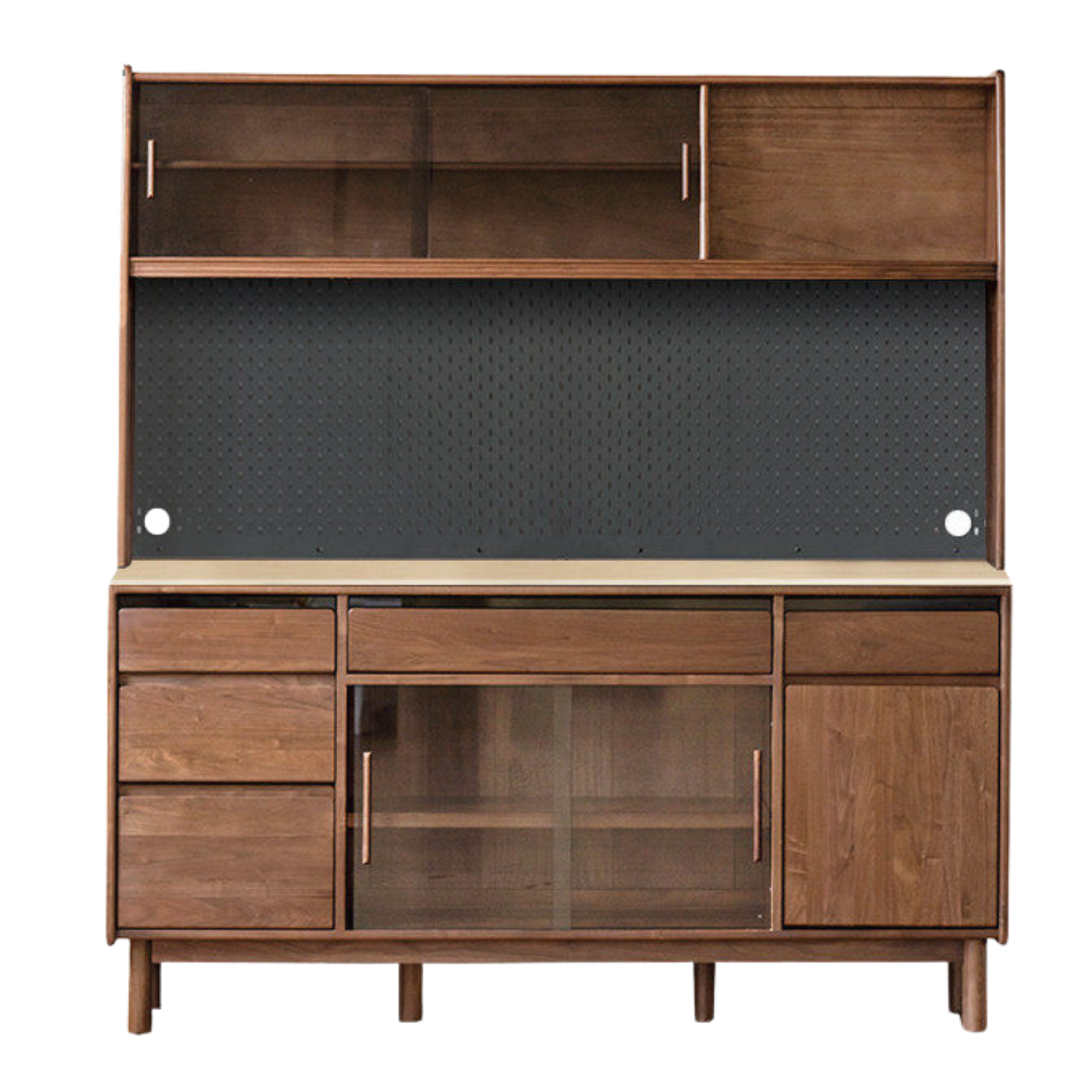 Black Walnut, Sandalwood Solid Wood Light Luxury Rock Plate Sideboard