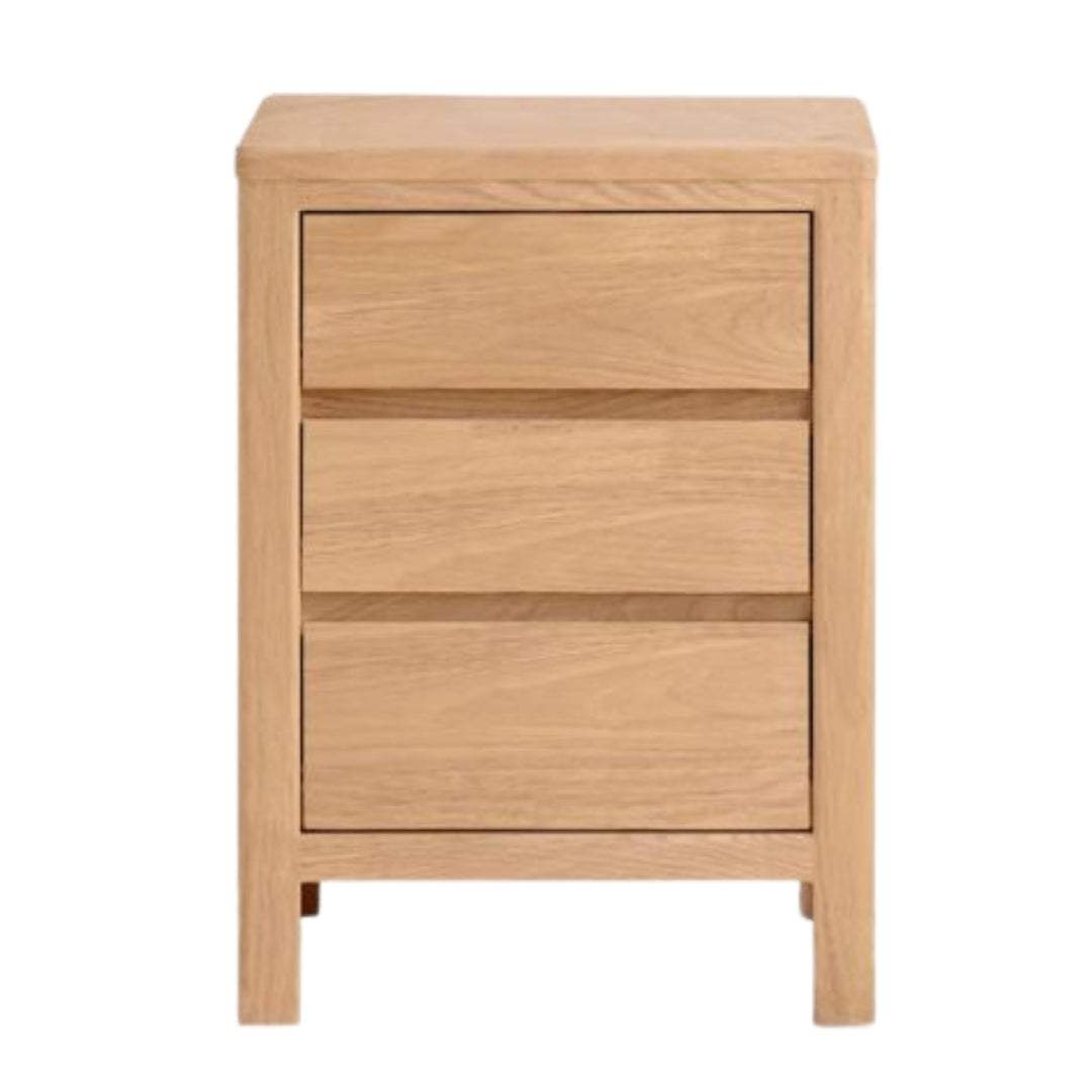 Oak Solid Wood, Solid Rubberwood Nightstand with Locker.