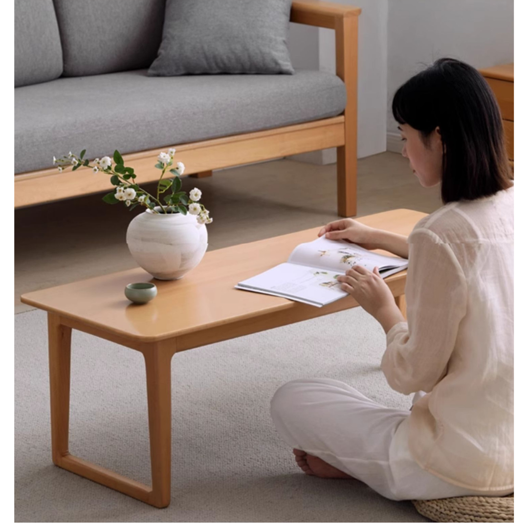 Beech Solid Wood Coffee Table, Bay Window Table