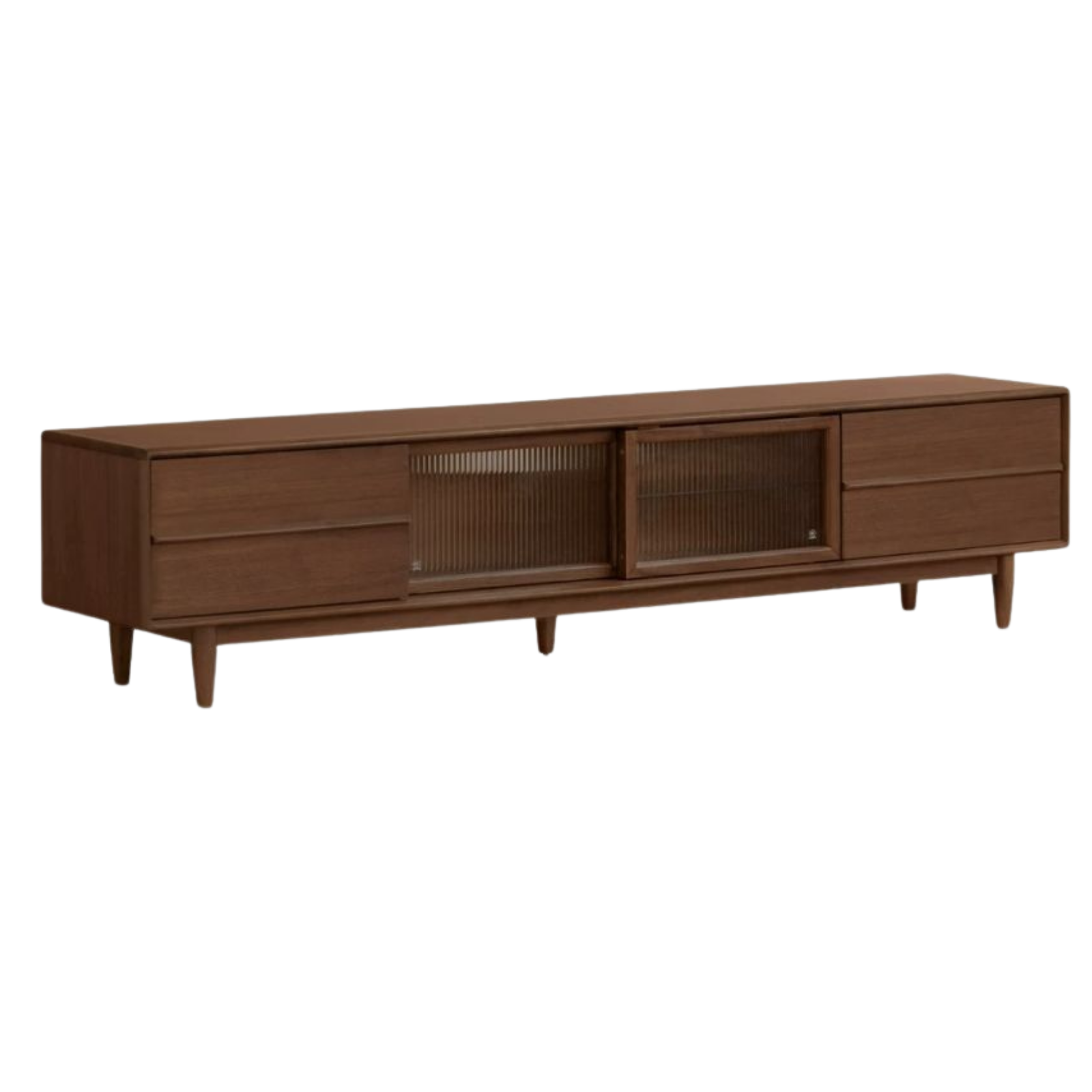 Black Walnut, Ash Solid Wood, Solid Longan Hardwood TV Cabinet with Sliding Door Storage