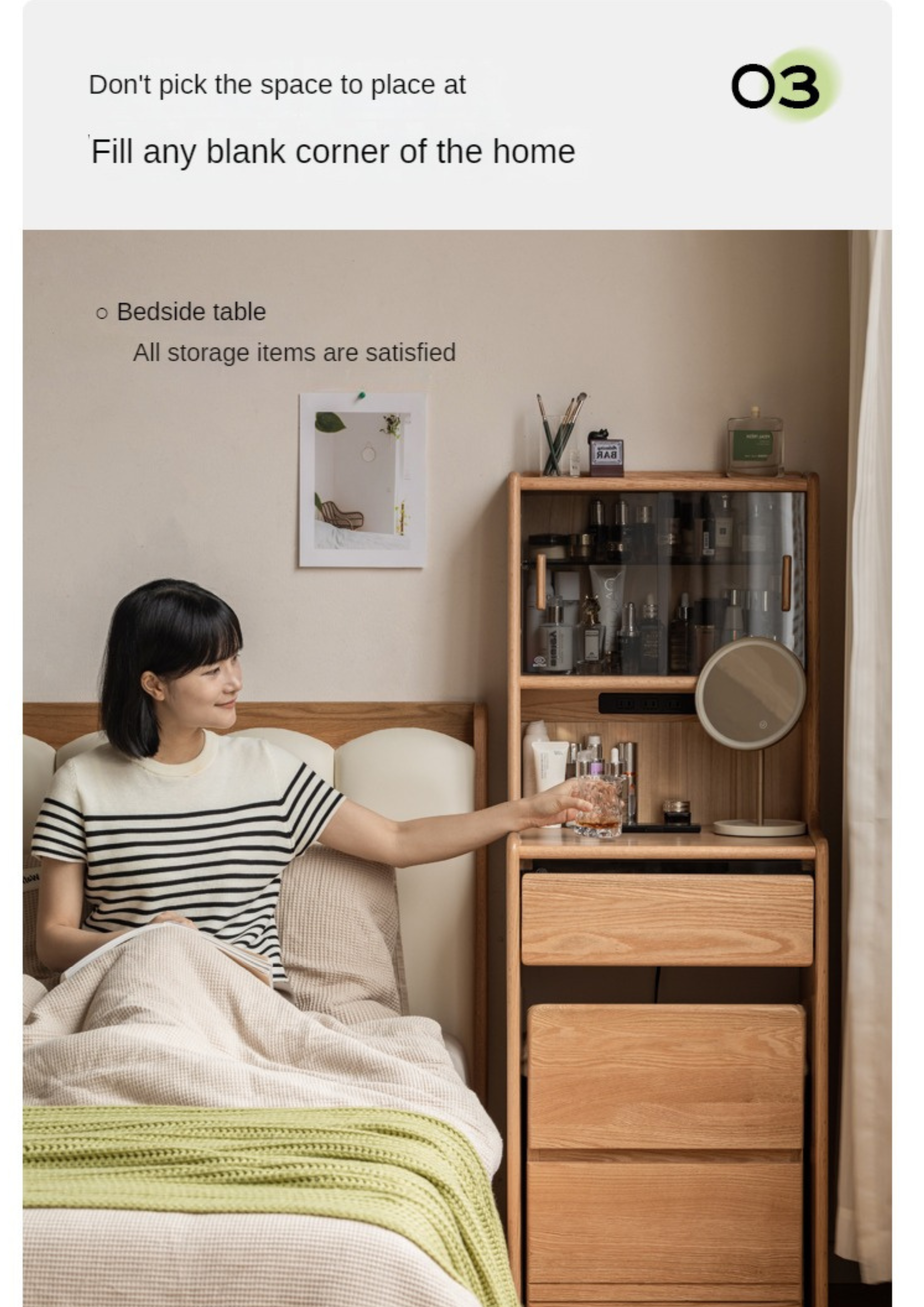 Oak, Solid Rubberwood Modern Dressing Table.