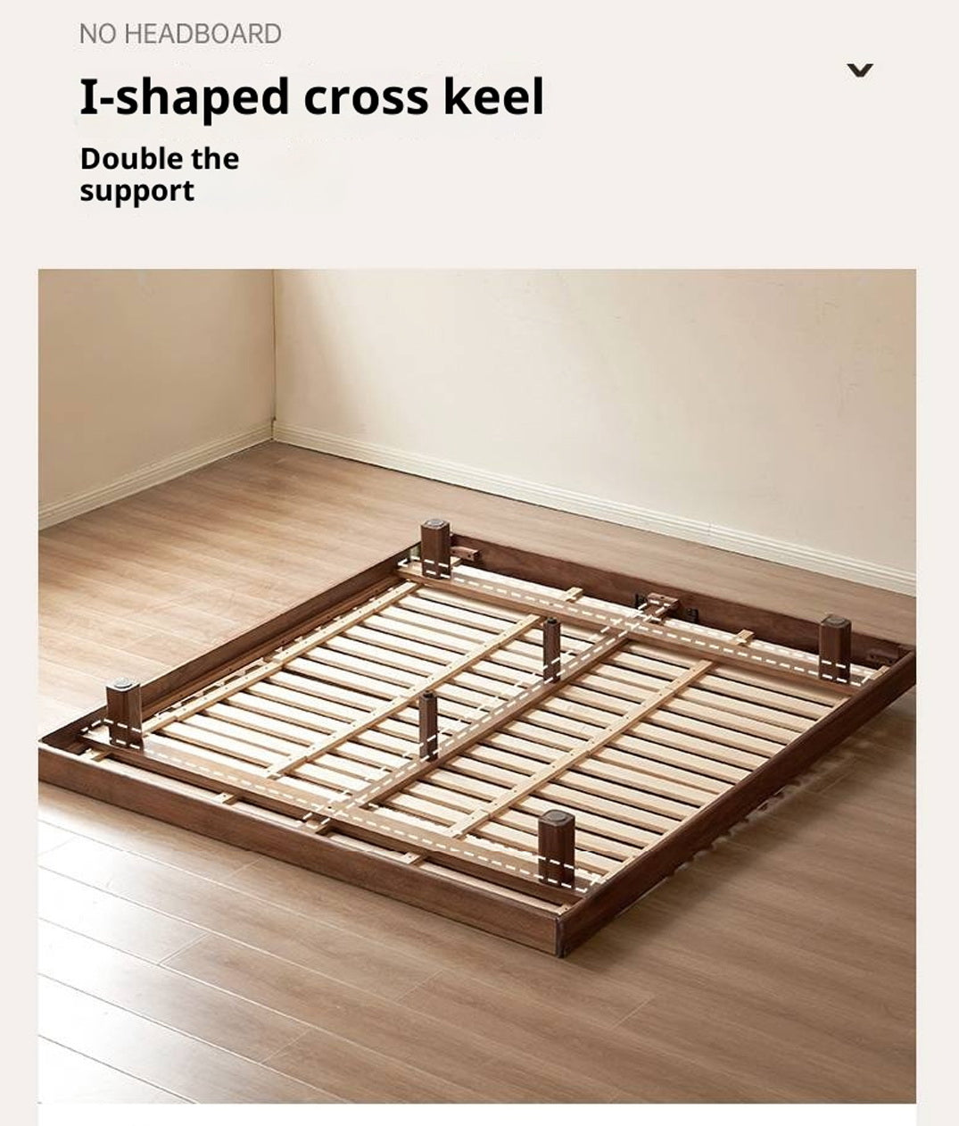 Black Walnut Solid Wood Platform Bed, Headboard-Free Bed