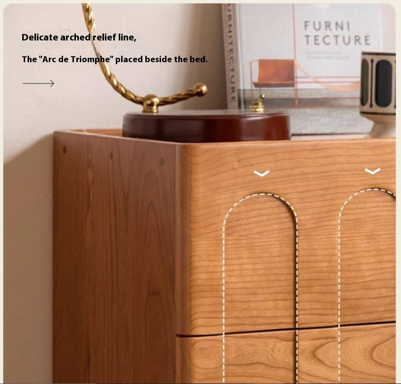 Cherry Solid Wood Retro Nightstand