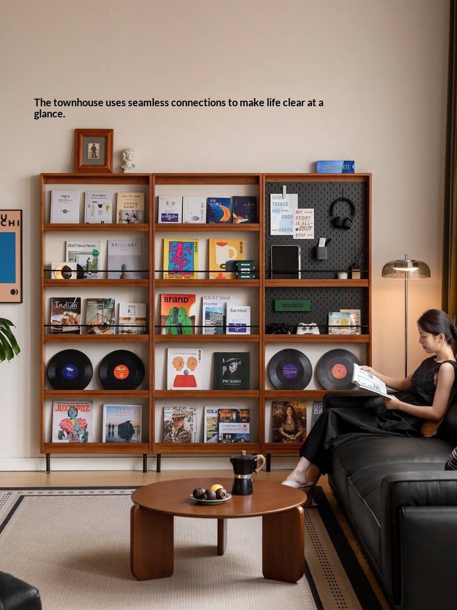 Solid Rubberwood Vintage Style Ultra-Thin Bookshelf