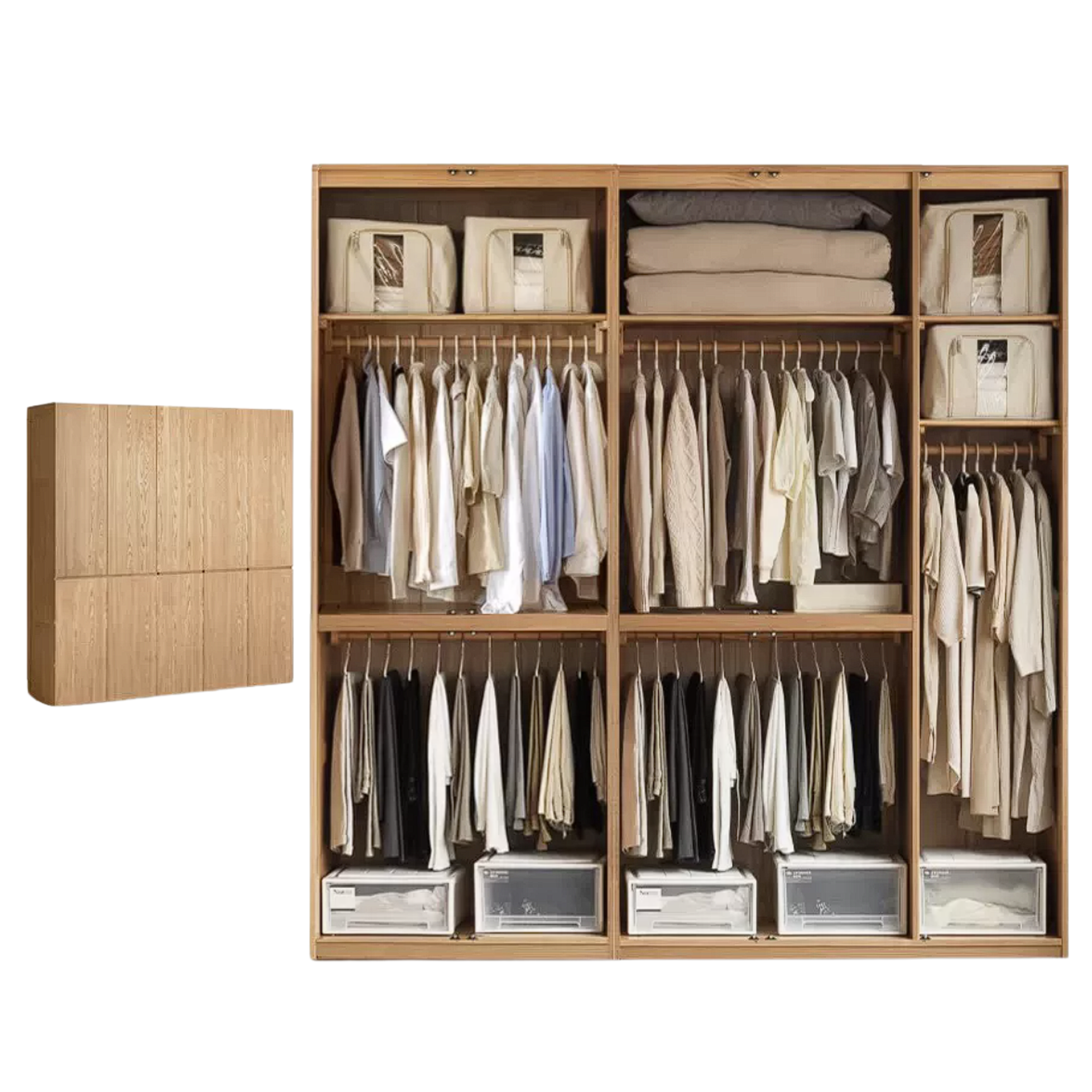 Oak, Ash Solid Wood Sectional Wardrobe