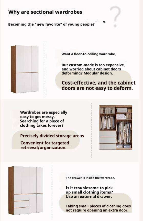 Oak Solid Wood Wardrobe with Double Doors