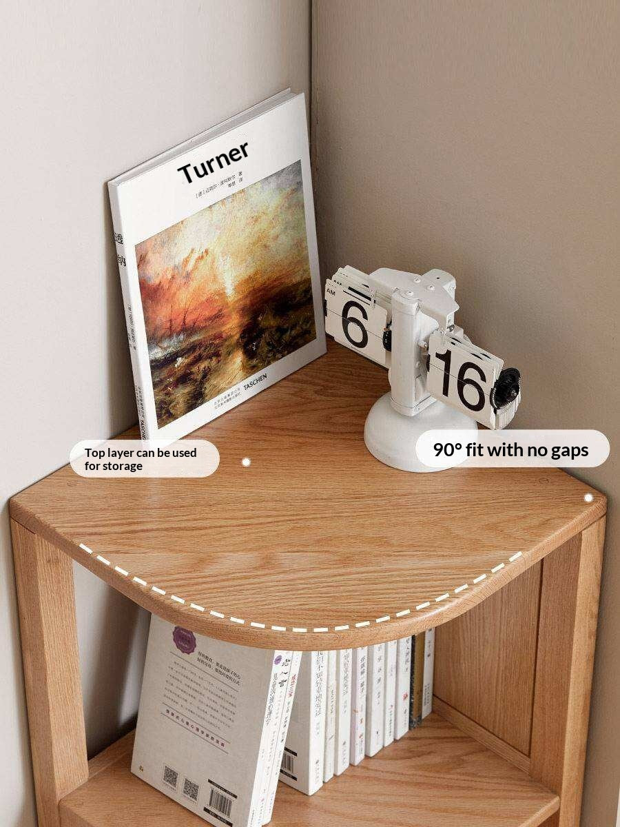 Ash, Oak, Solid RubbberWood Corner Bookshelf