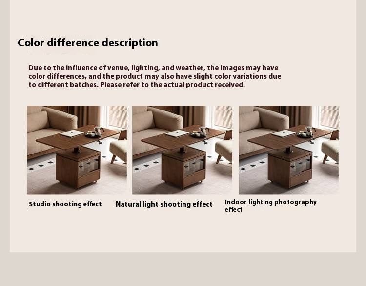 Black Walnut Solid Wood Mobile Folding Coffee Table