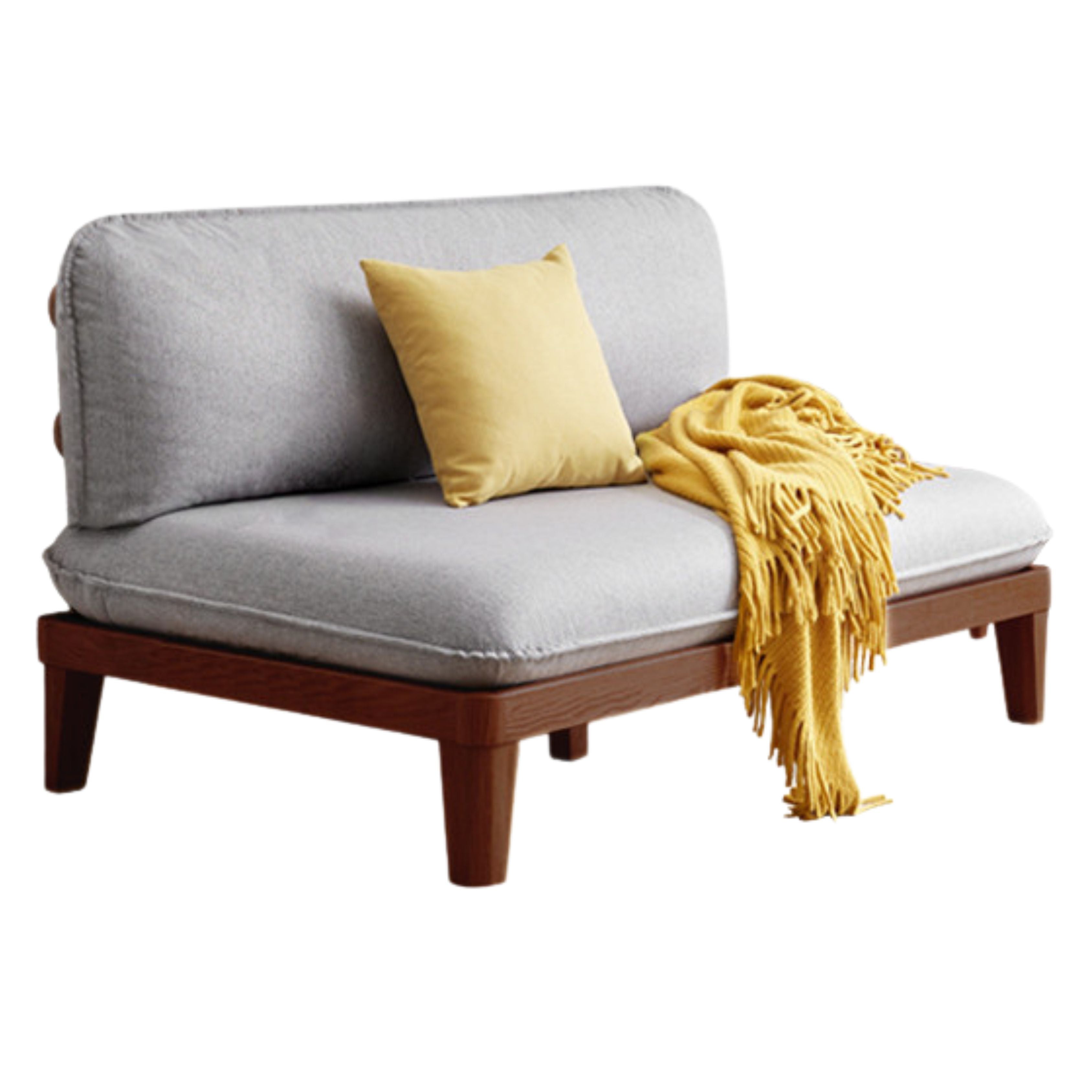 Oak Solid wood Armless Straight Fabric Sofa.