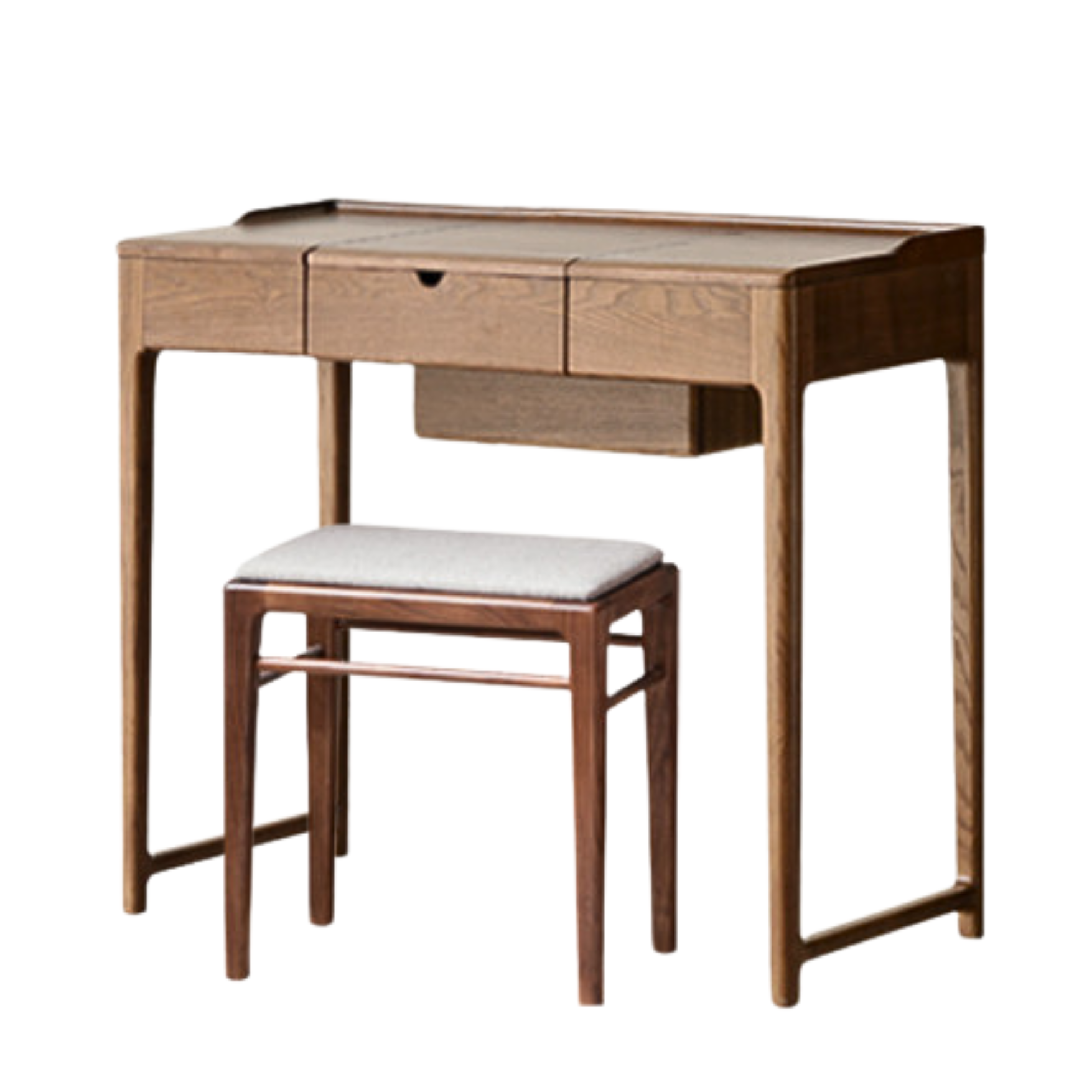 Ash Solid Wood Small Flip Vanity Table.