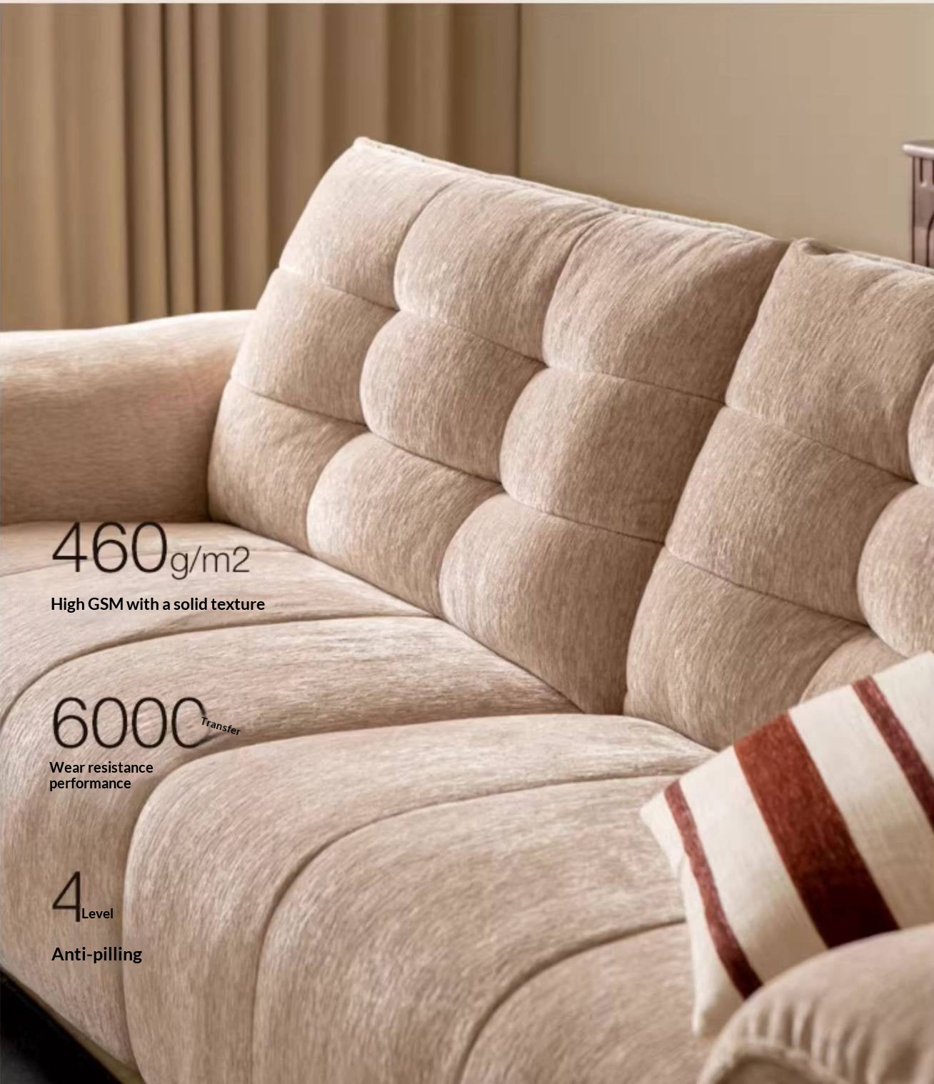 Modern Chenille Fabric Sofa, Couch with Removable and Washable Covers