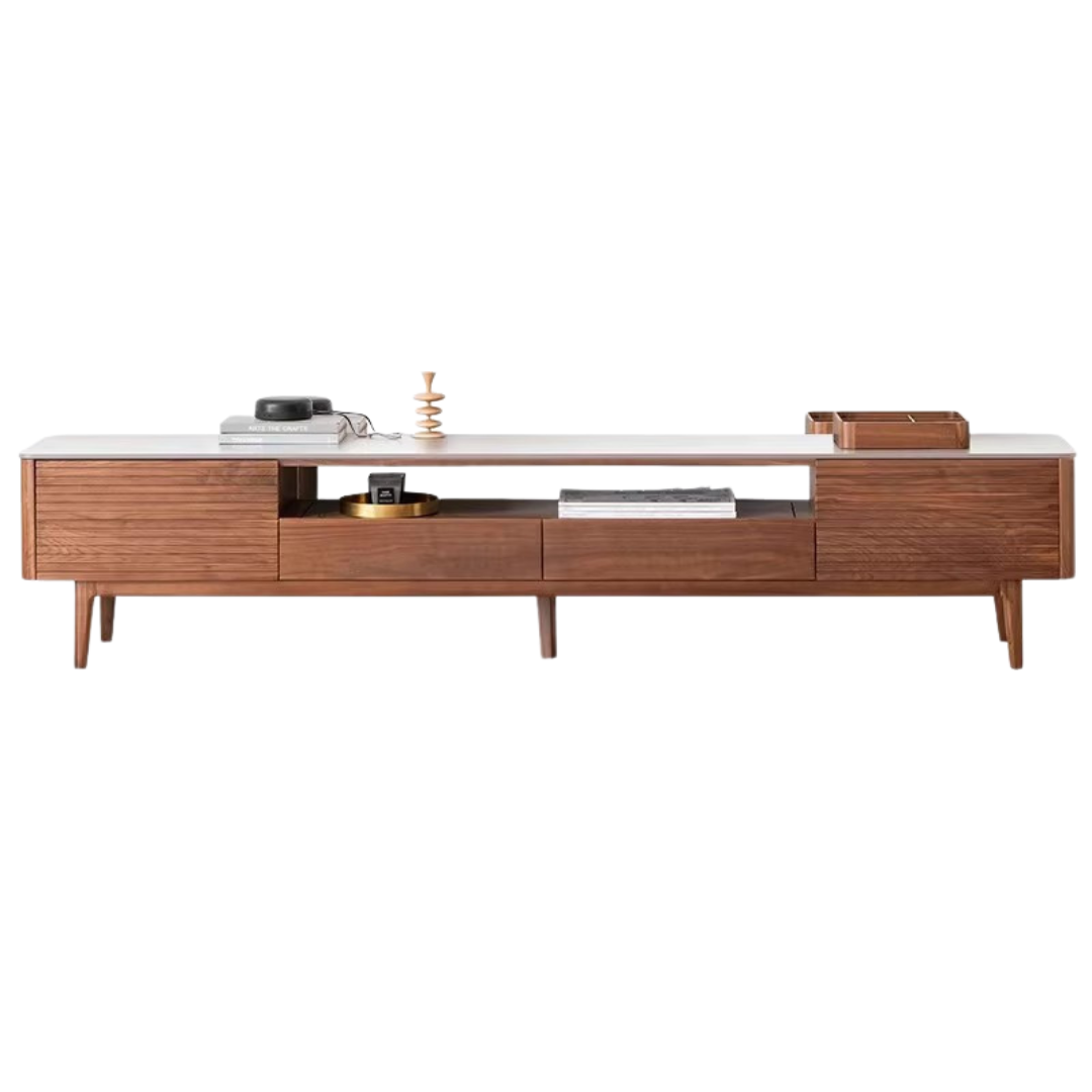 Black Walnut Solid Wood Slate TV Stand.