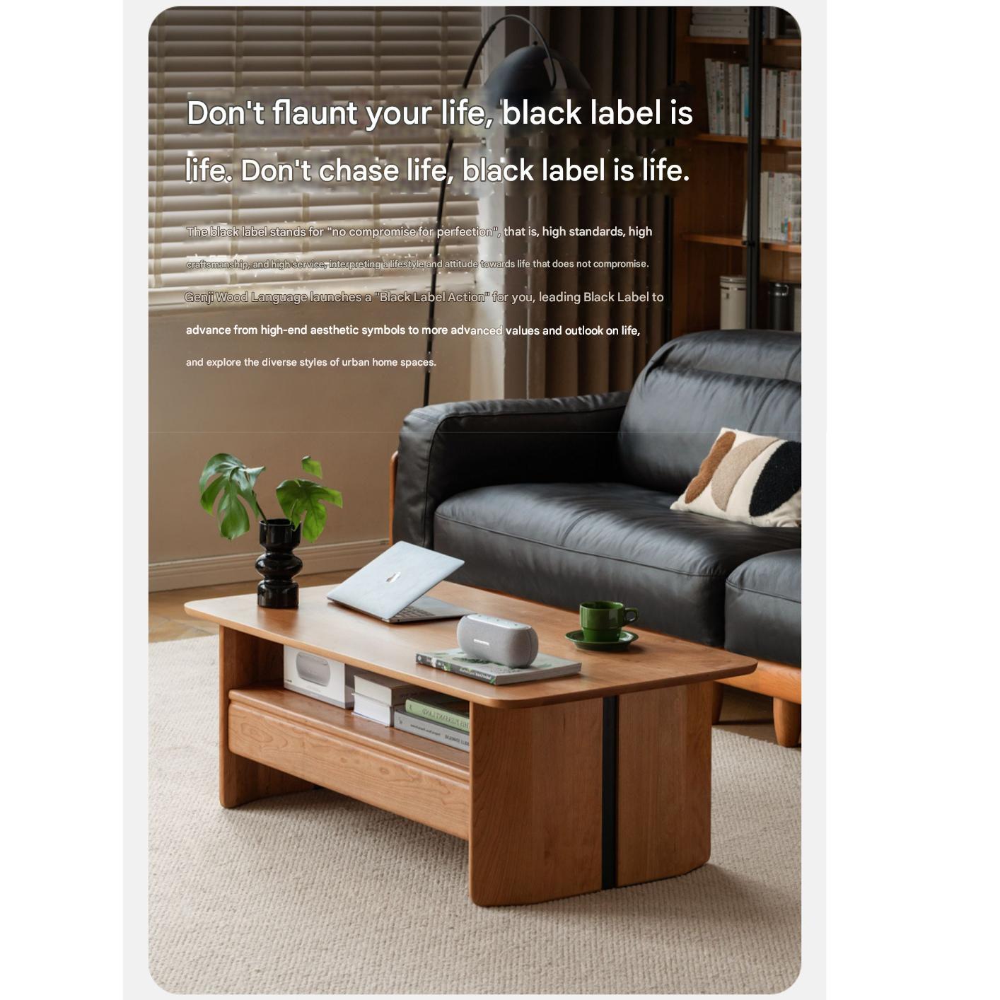 Cherry Solid Wood Modern Rock Plate Tea Table