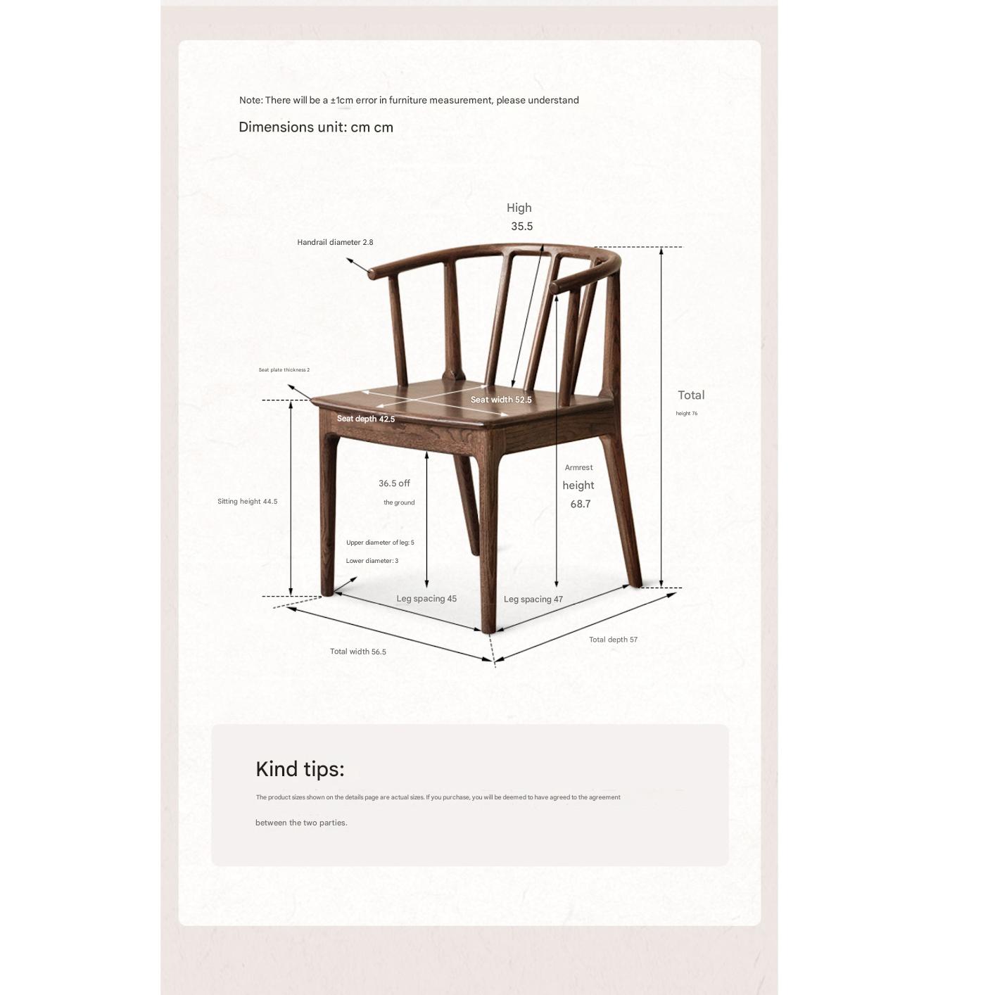 Oak Solid Wood Round Chair.