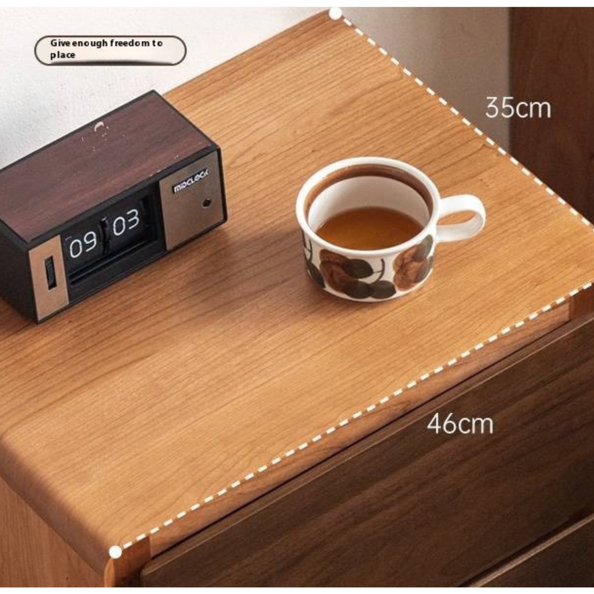 Cherry Solid Wood, Solid Rubberwood Nightstand