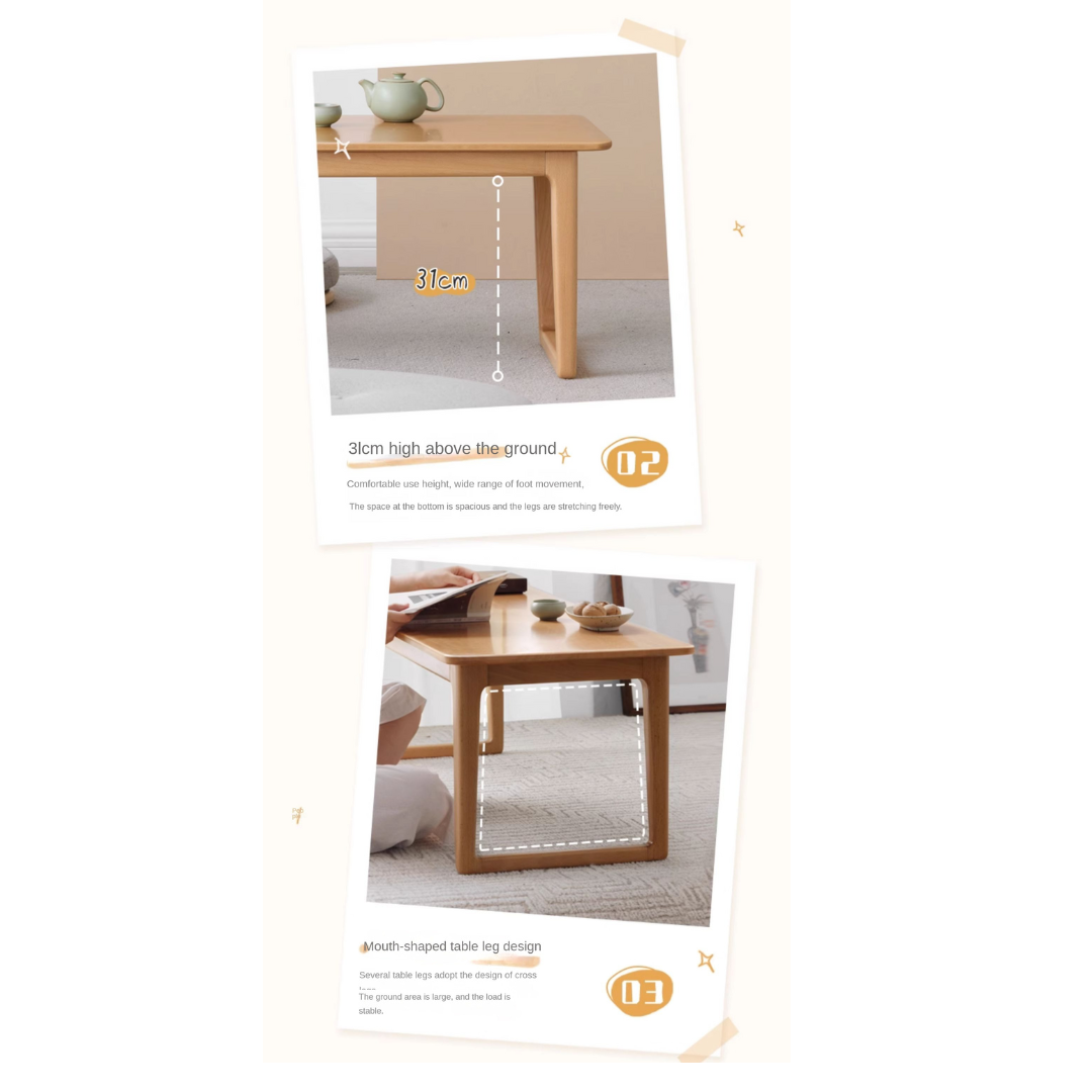 Beech Solid Wood Coffee Table, Bay Window Table