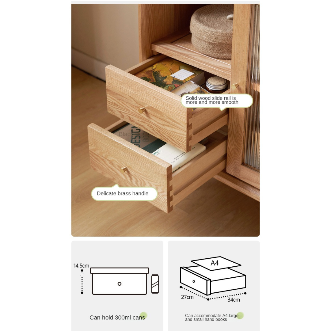 Rubberwood, Beech, Oak Solid Wood Nordic Side Cabinet