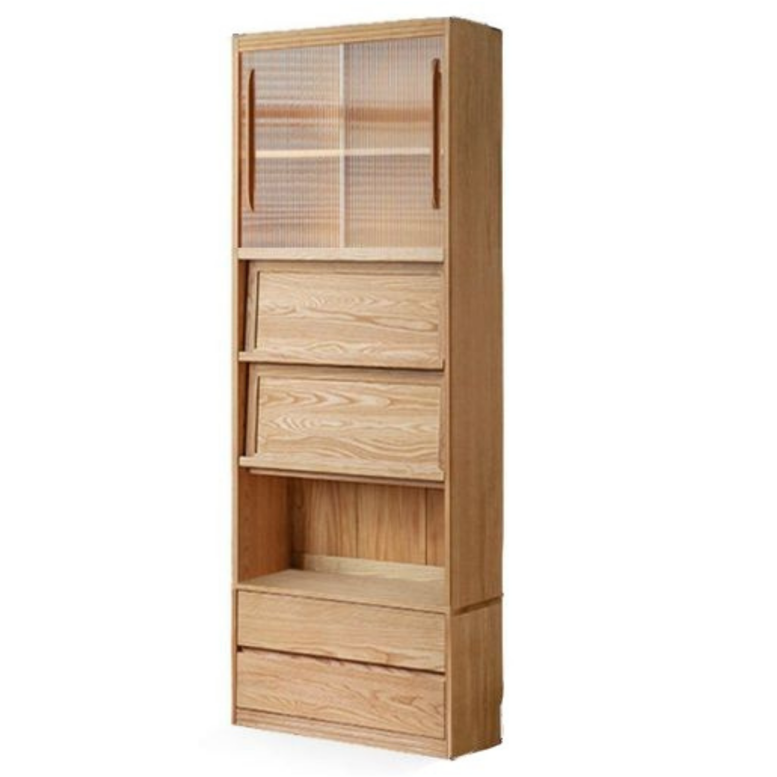 Oak, Ash Solid Wood Wall-Mounted Bookcase with Simple Storage Design