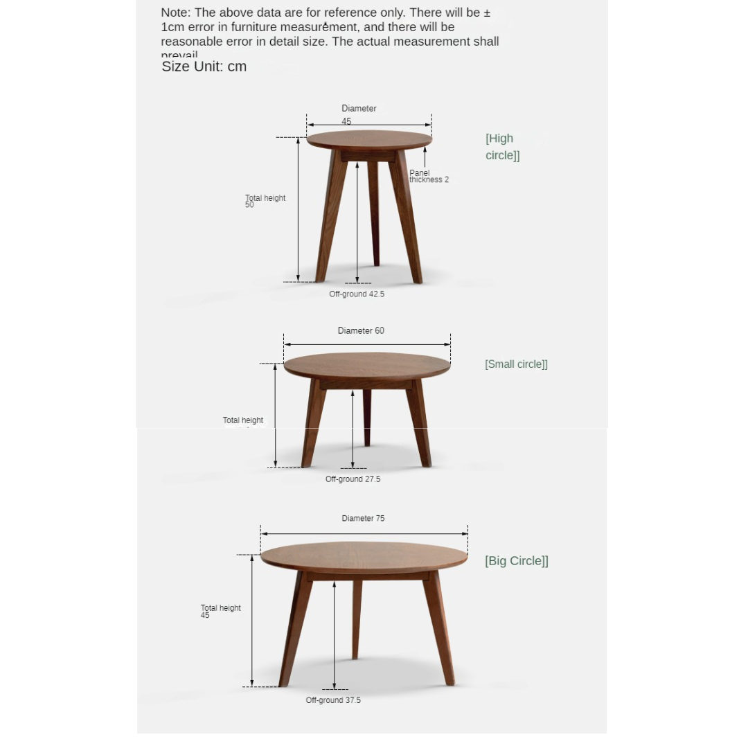 Oak, Rubberwood Solid Wood Round Coffee Table