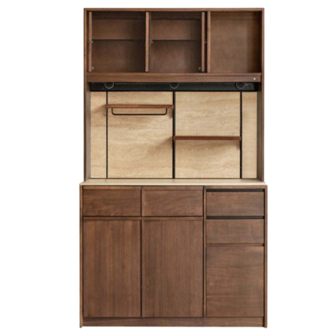 Black Walnut, Sandalwood, Ash Solid Wood Dining Cabinet Antique Style Rock Board