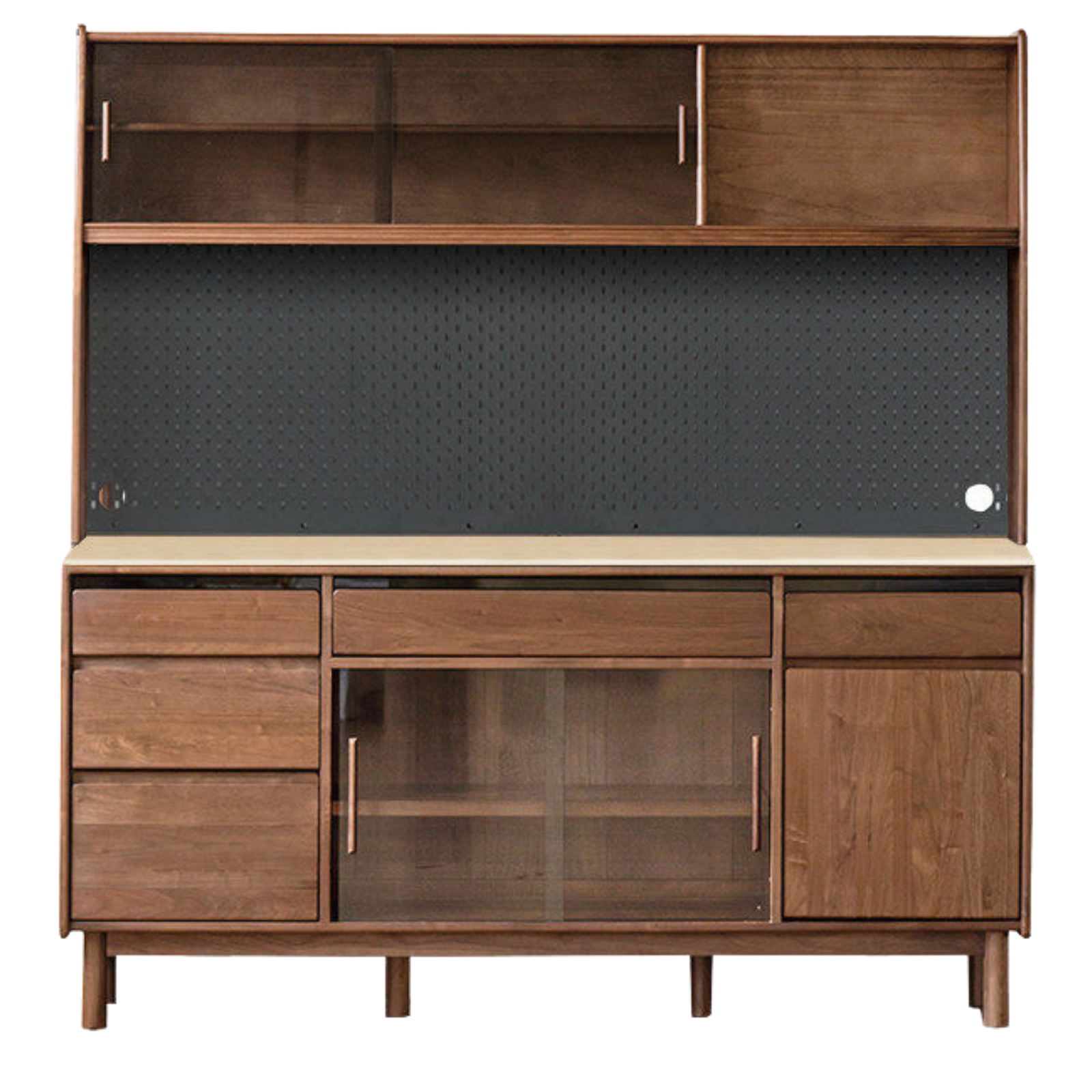 Black Walnut, Sandalwood Solid Wood Light Luxury Rock Plate Sideboard