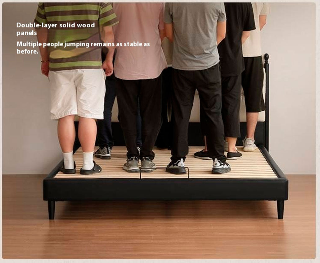 Genuine Leather Soft Bed French Retro Style