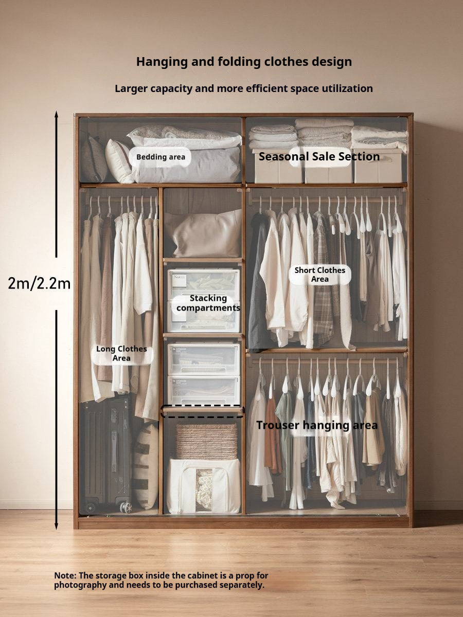 Oak Solid Wood Sliding Door Wardrobe.