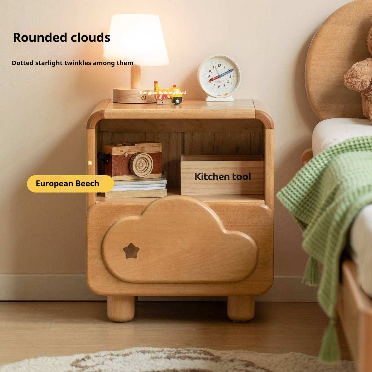 Beech Solid Wood Kids Nightstand
