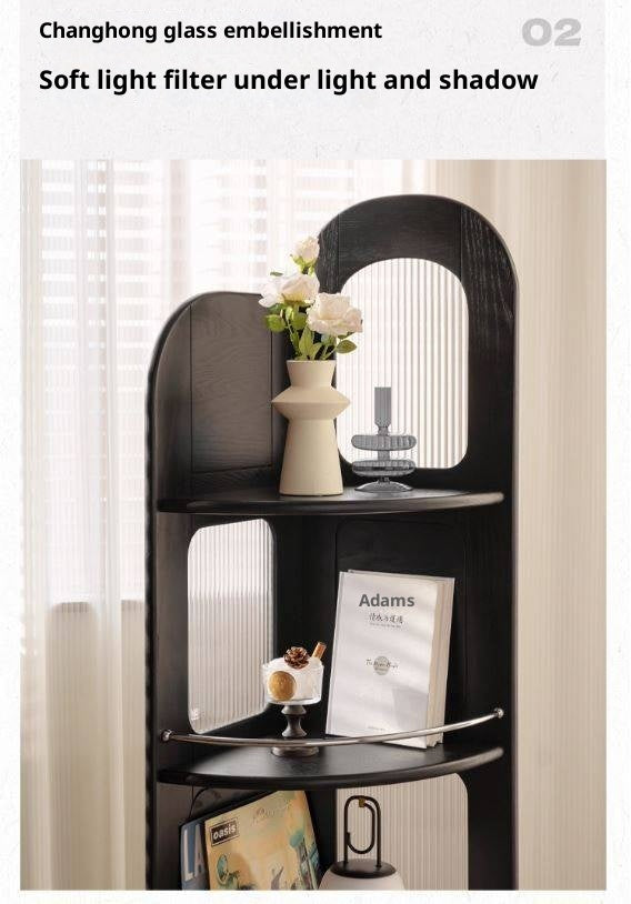 Oak Solid Wood Bauhaus Style Corner Bookshelf