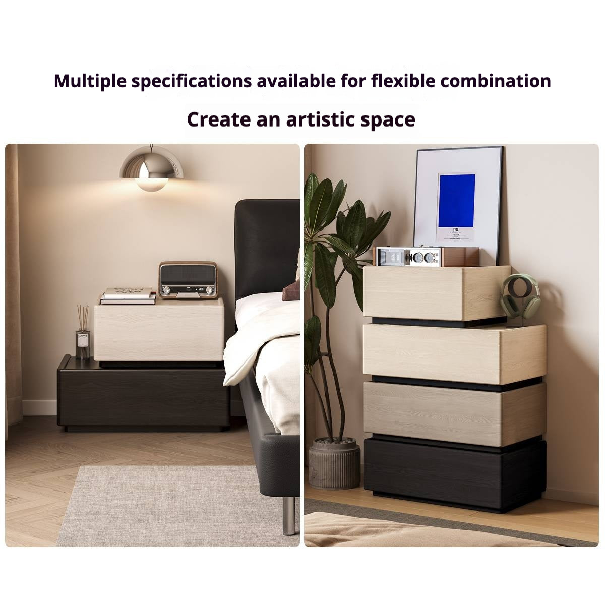 Oak Solid Wood Light Luxury Side Cabinet.