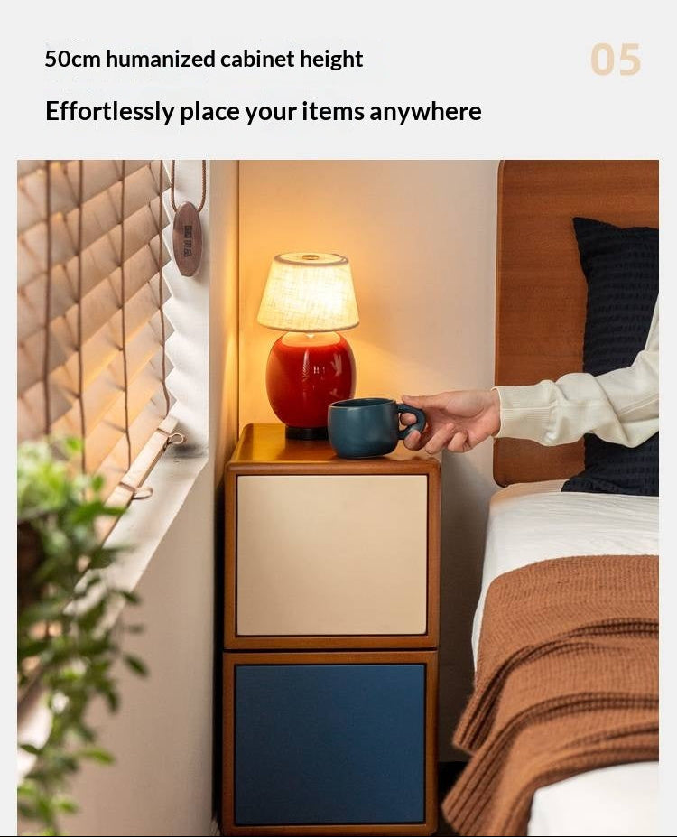 Poplar Solid Wood Nightstand Bauhaus Style