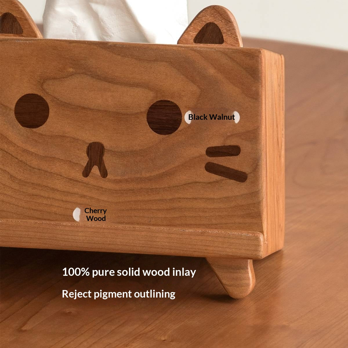 Cherry Solid Wood Tissue Box with Clean Minimal Design