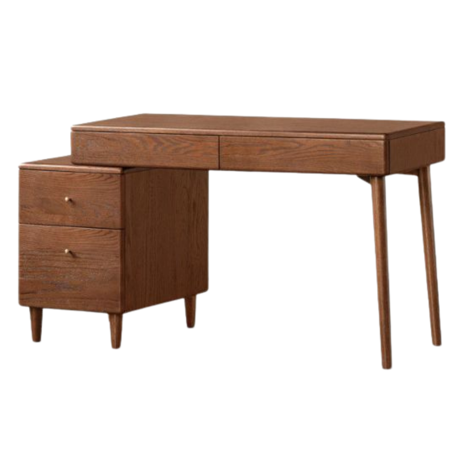 Oak Solid Wood Telescopic Desk with Integrated Bookshelf