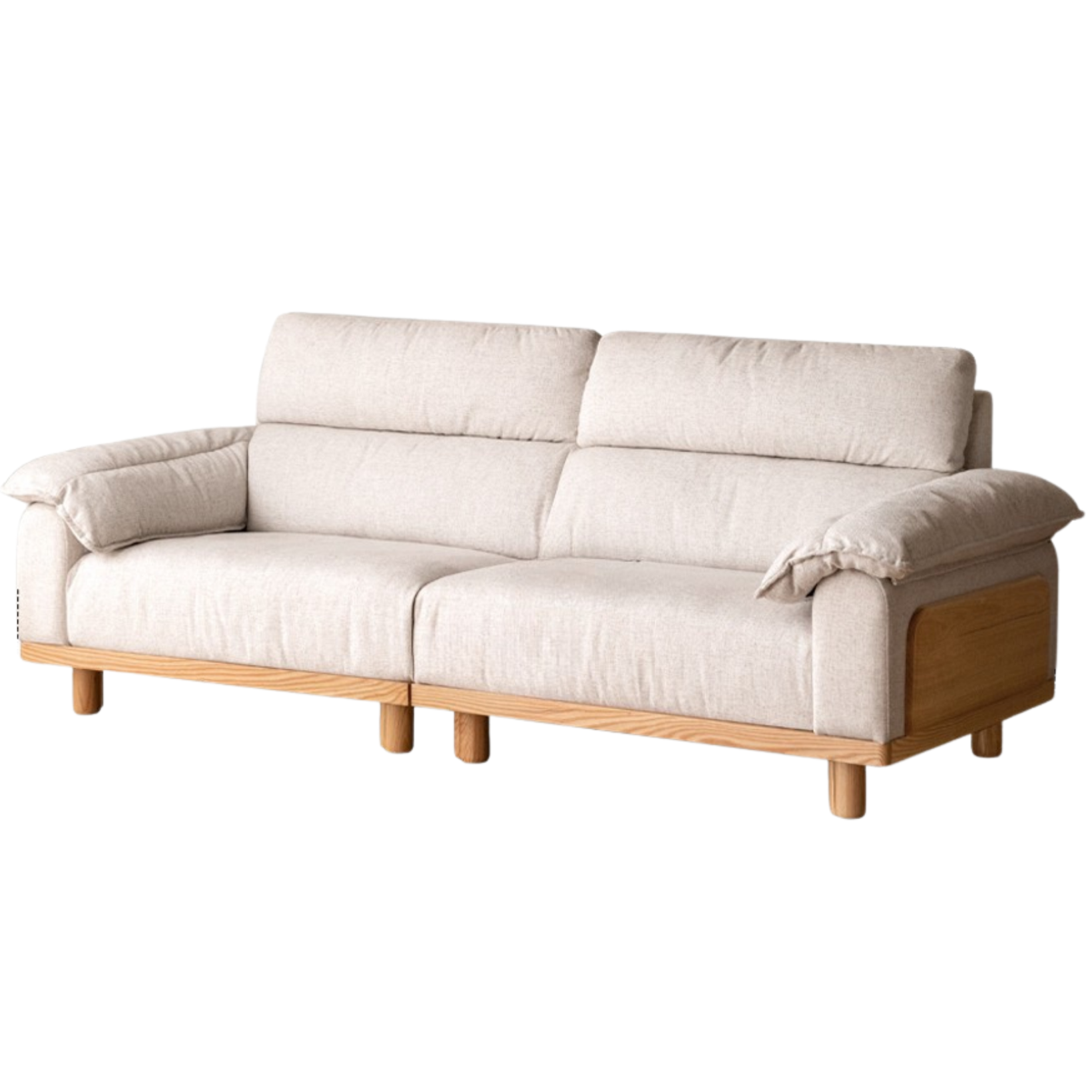 Oak Solid Wood Fabric imitation cotton and linen Sofa