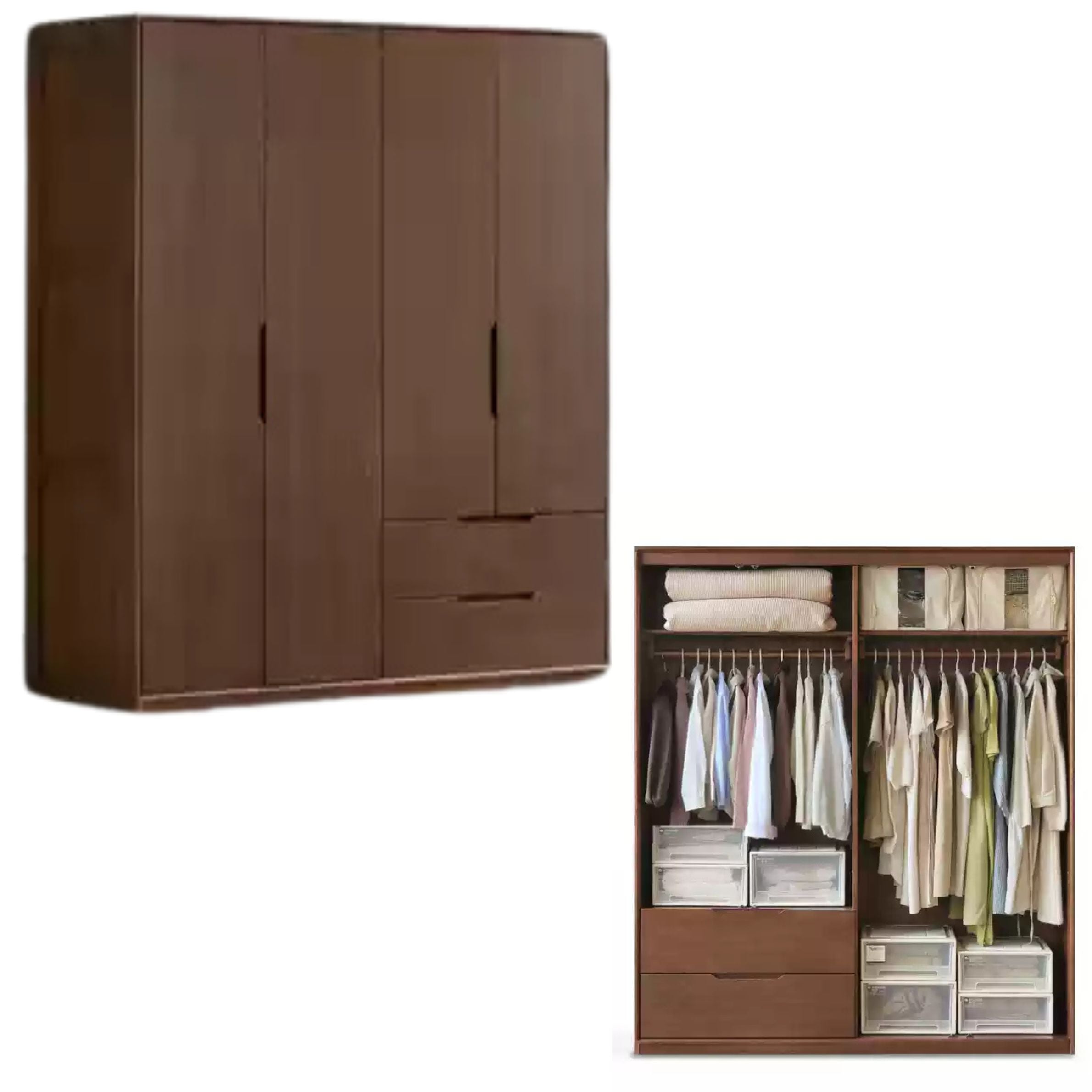 Sandalwood Solid Wood Modern Open Door Wardrobe.
