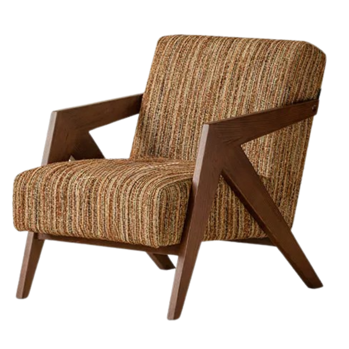 Oak Solid Wood Italian Modernist Geometric Lounge Chair
