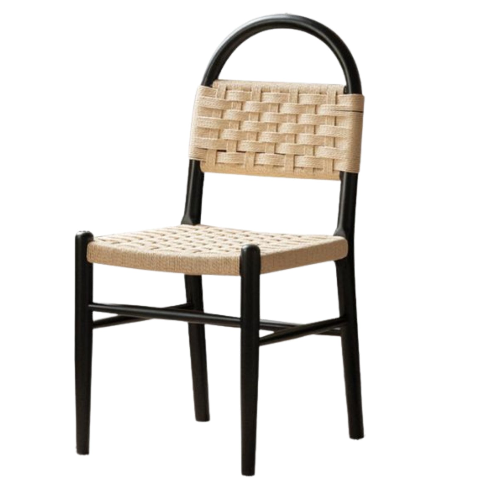 4pcs Solid RubberWood Dining Braided Chair Retro Vintage Style