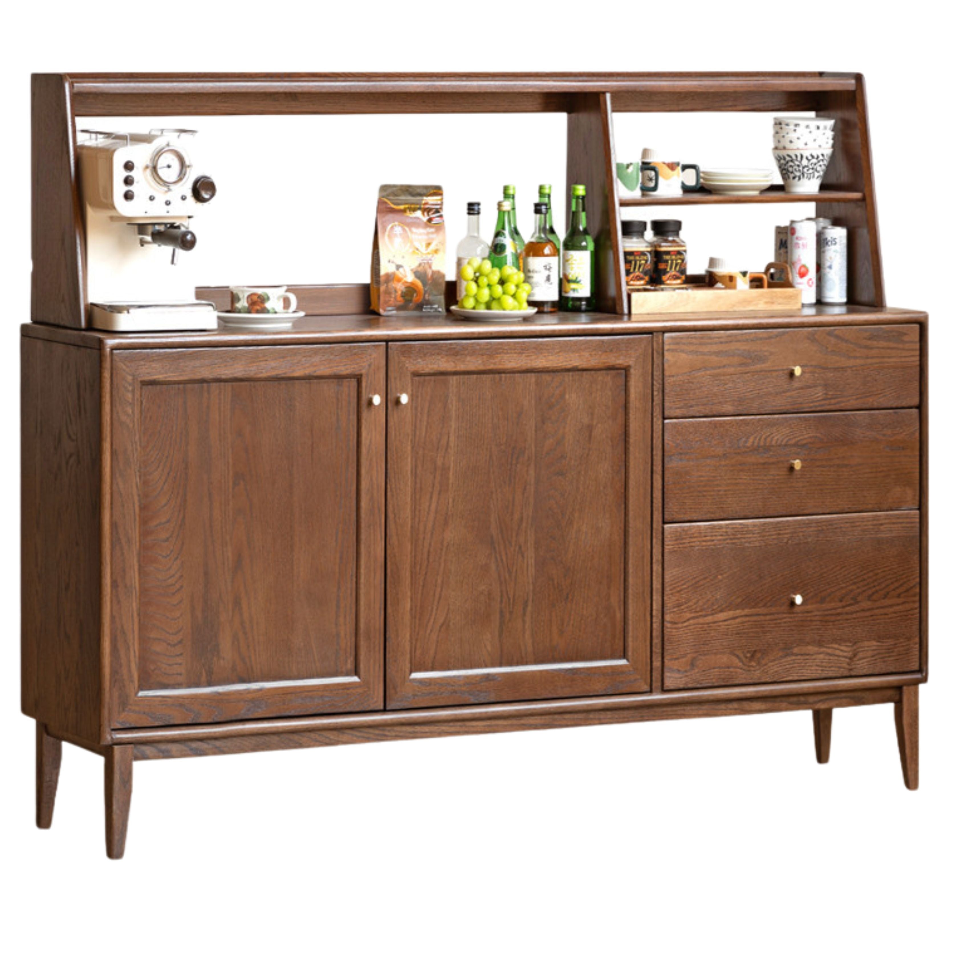 Oak Solid Wood, Solid Rubberwood Modern Dining Sideboard