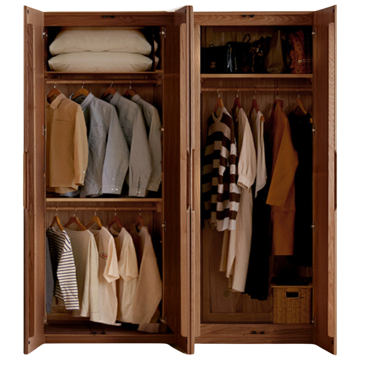 Oak, Solid Rubberwood Modern Wardrobe