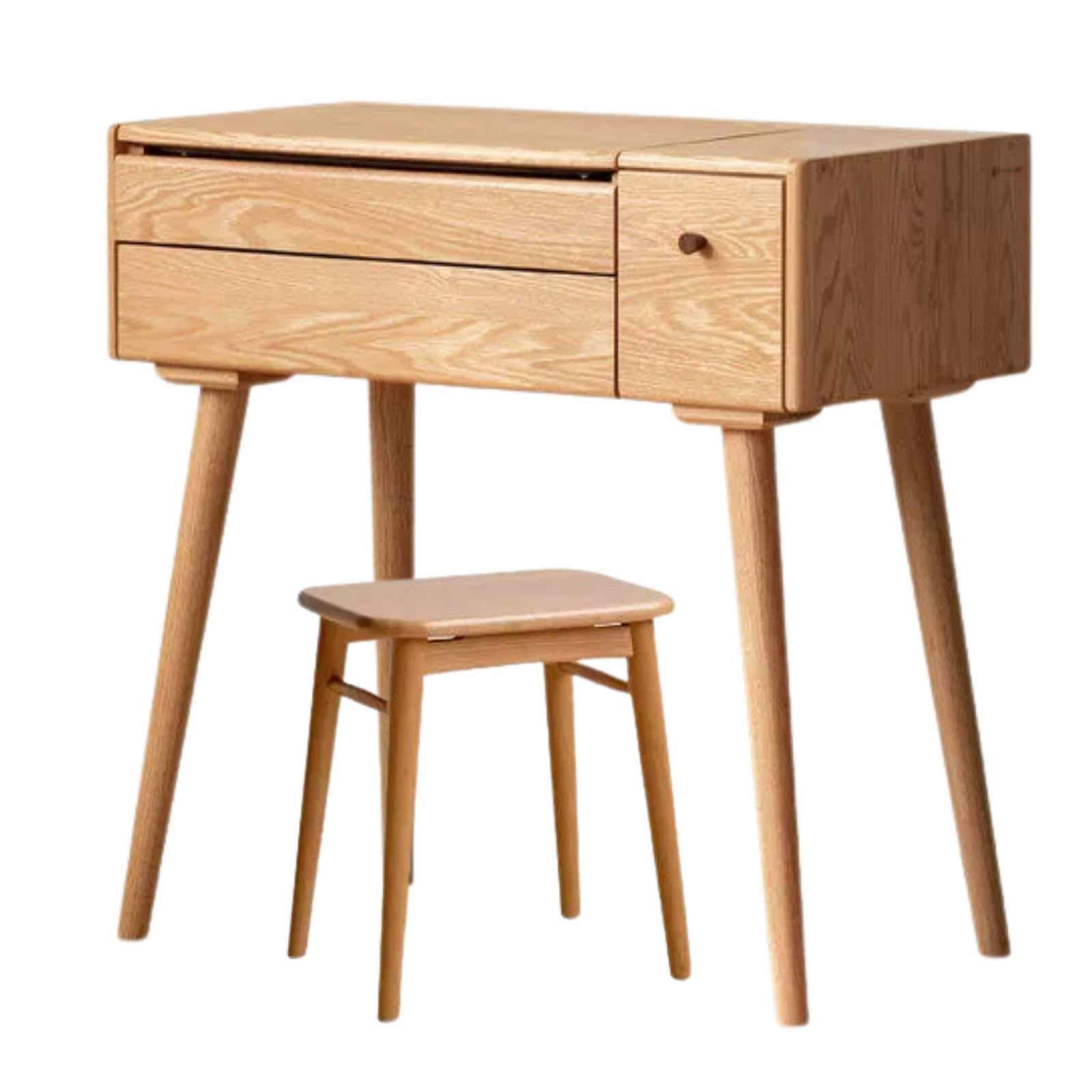Oak Solid Wood, Solid RubberWood Vanity Table Mirror LED Touch Light.